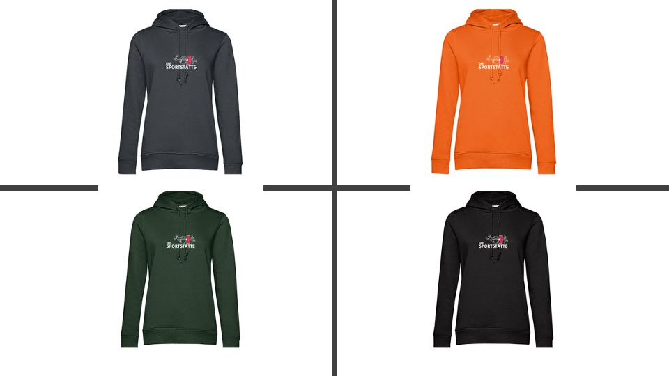 Die Sportstätte Hoodie Damen - Logo weiss klein