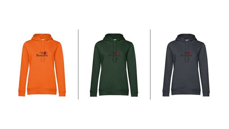 Die Sportstätte Hoodie Damen - Logo schwarz klein