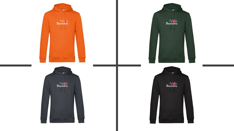 Die Sportstätte Hoodie Herren - Logo weiss klein