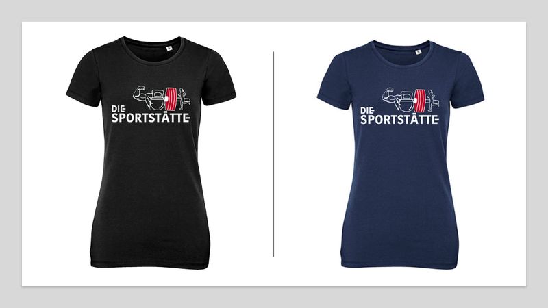 Die Sportstätte T-Shirt Damen Stretch - Logo weiss gross