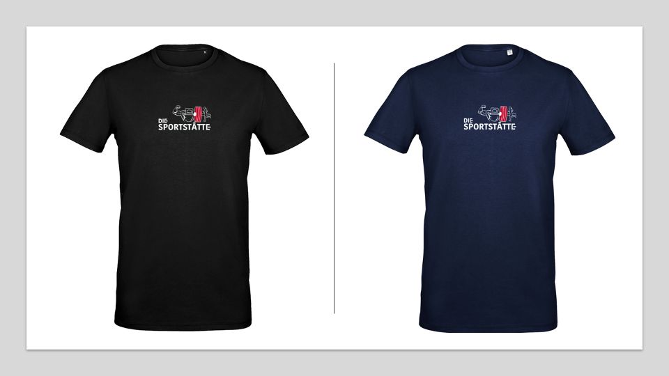 Die Sportstätte T-Shirt Herren Stretch - Logo weiss klein