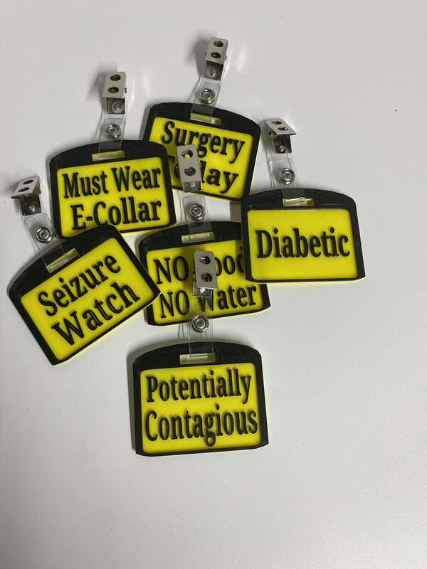 6 Pack Clip Tags-Vet Clinic, Groomer and Boarding Tags, Band And Braid 