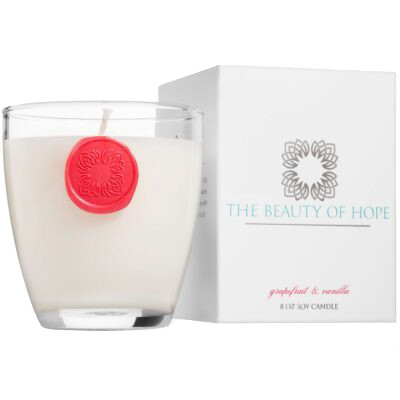 Grapefruit & Vanilla (8oz/3oz) Candle By The Beauty Of Hope