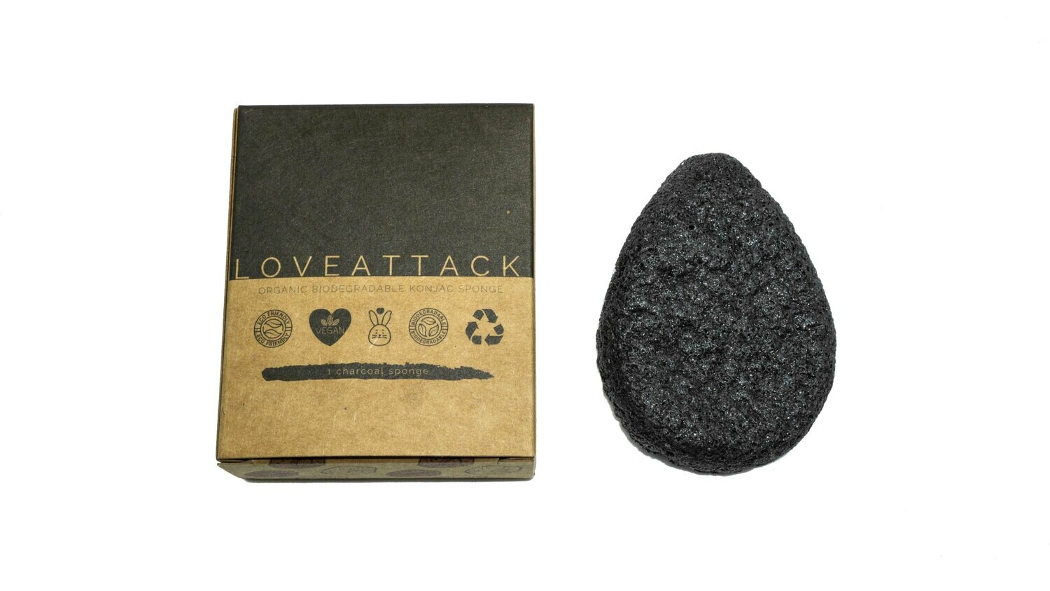 Organic Biodegradable Charcoal Konjac Sponge By Love Attack