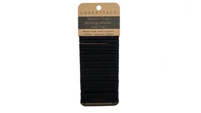 Plastic Free Biodegradable Hair Ties (black) By Love Attack