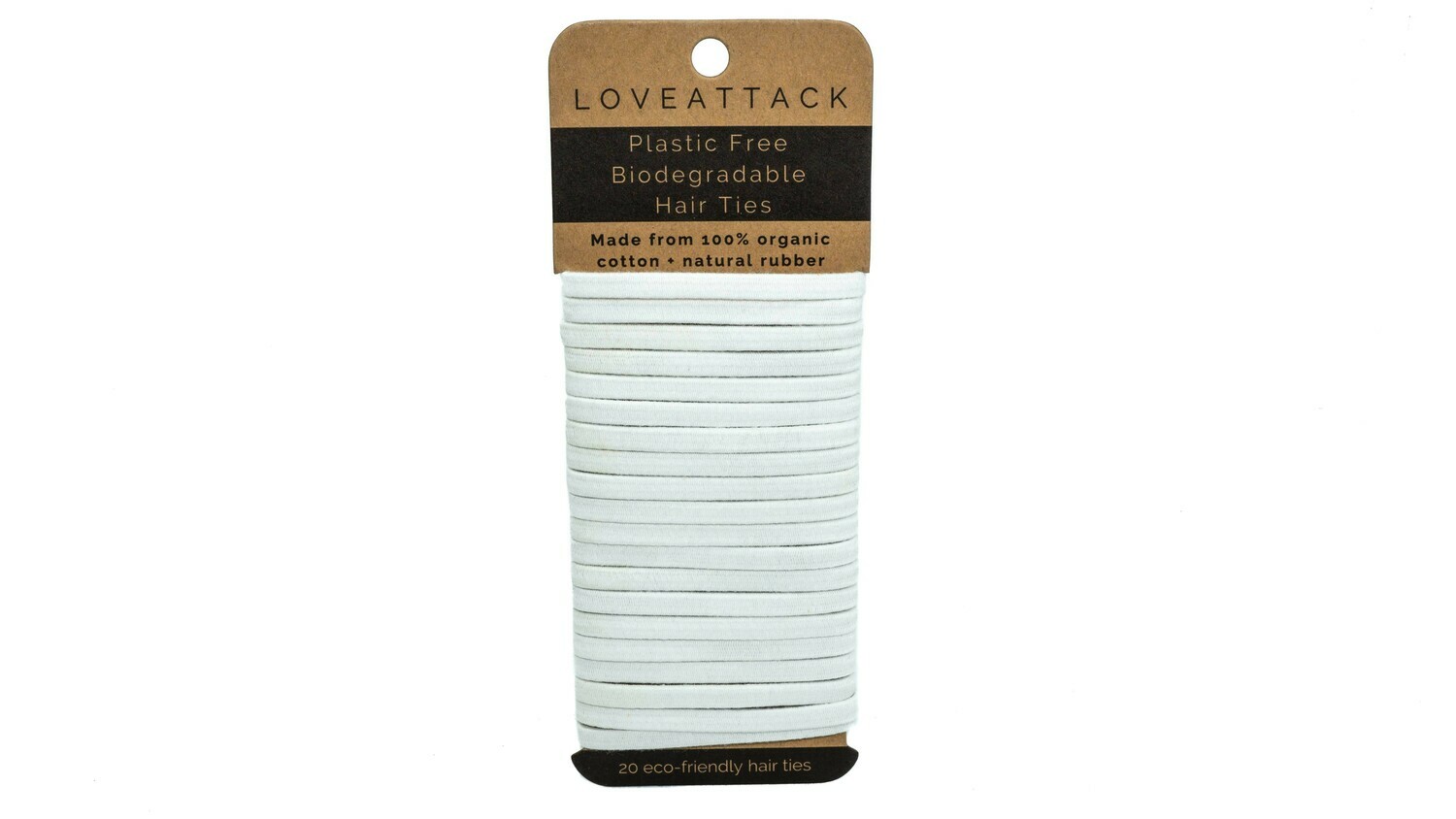 Plastic Free Biodegradable Hair Ties (white) By Love Attack