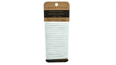 Plastic Free Biodegradable Hair Ties (white) By Love Attack
