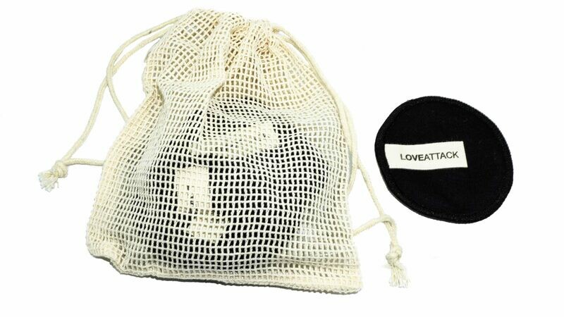 Reusable Organic Cotton Facial Rounds (Black) By Love Attack