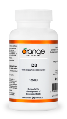 1000IU D3 Organic Coconut Oil Capsules By Orange Naturals