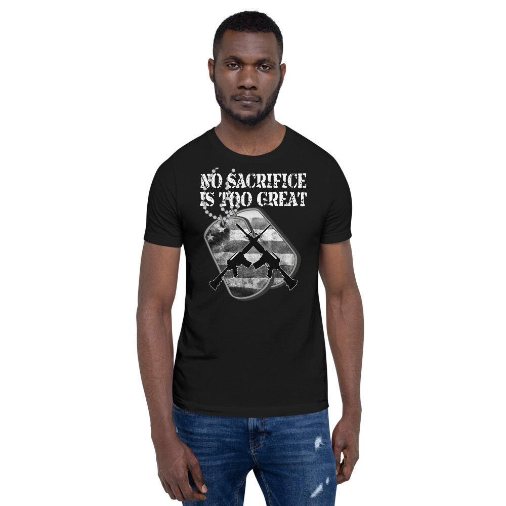 No Sacrifice is to Great Dog Tags B & W Short-Sleeve Unisex T-Shirt