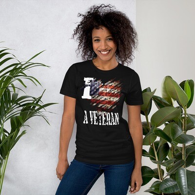 I Love My Veteran USA Tattered Flag Short-Sleeve Unisex T-Shirt