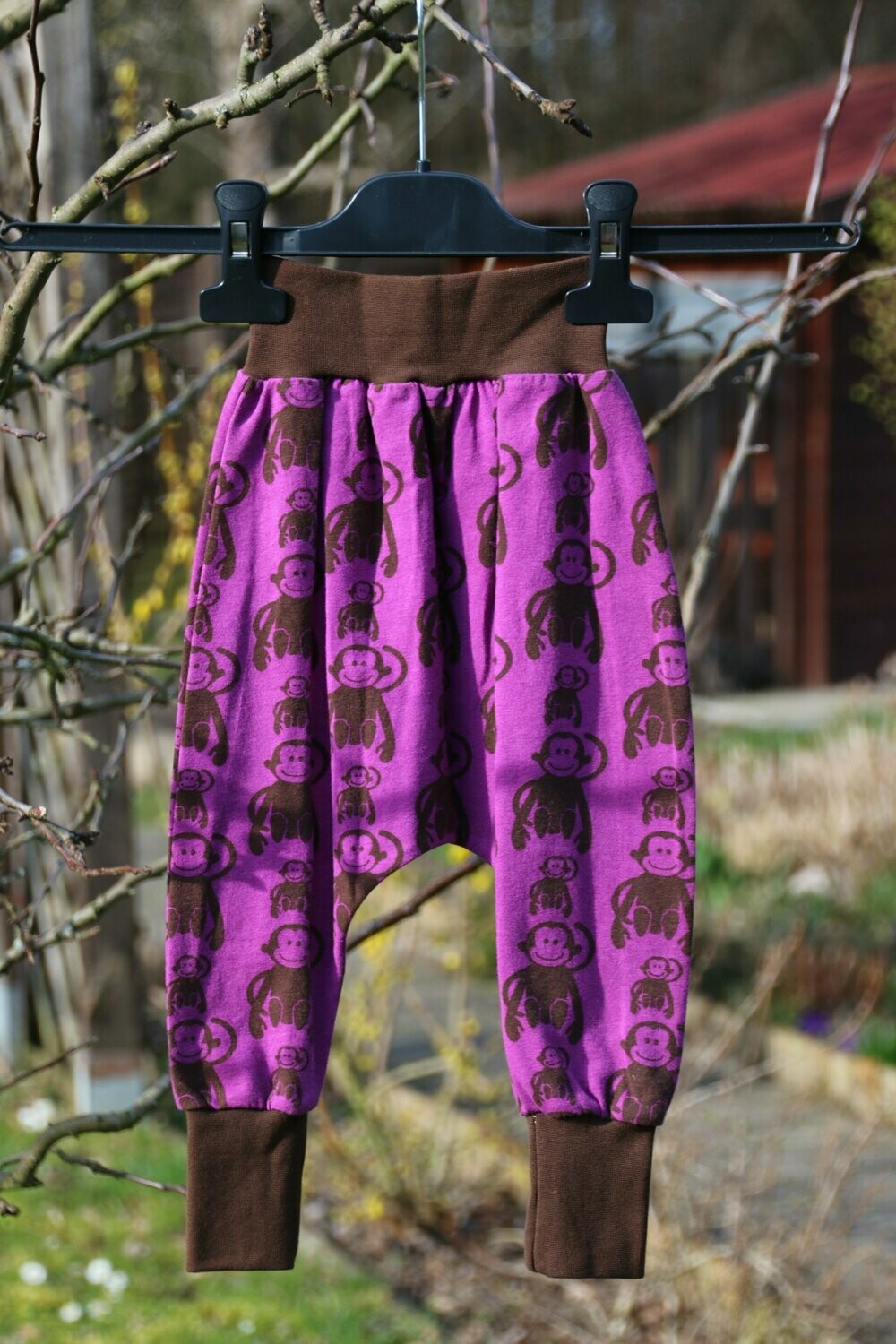 Pumphose 74/80 -  Affe Monkey braun lila