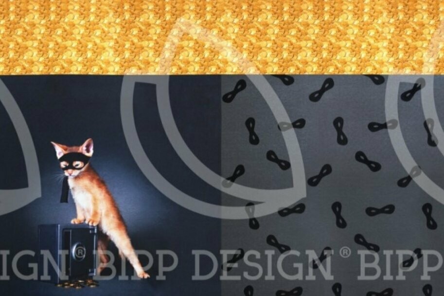 Jersey Panel - Katze Geld Money Katzen schwarz gold Batman Maske