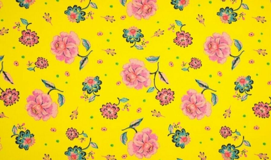 French Terry - Pfingstrosen Blumen gelb