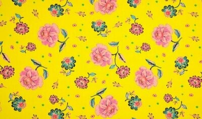 French Terry - Pfingstrosen Blumen gelb French Terry - Pfingstrosen Blumen gelb