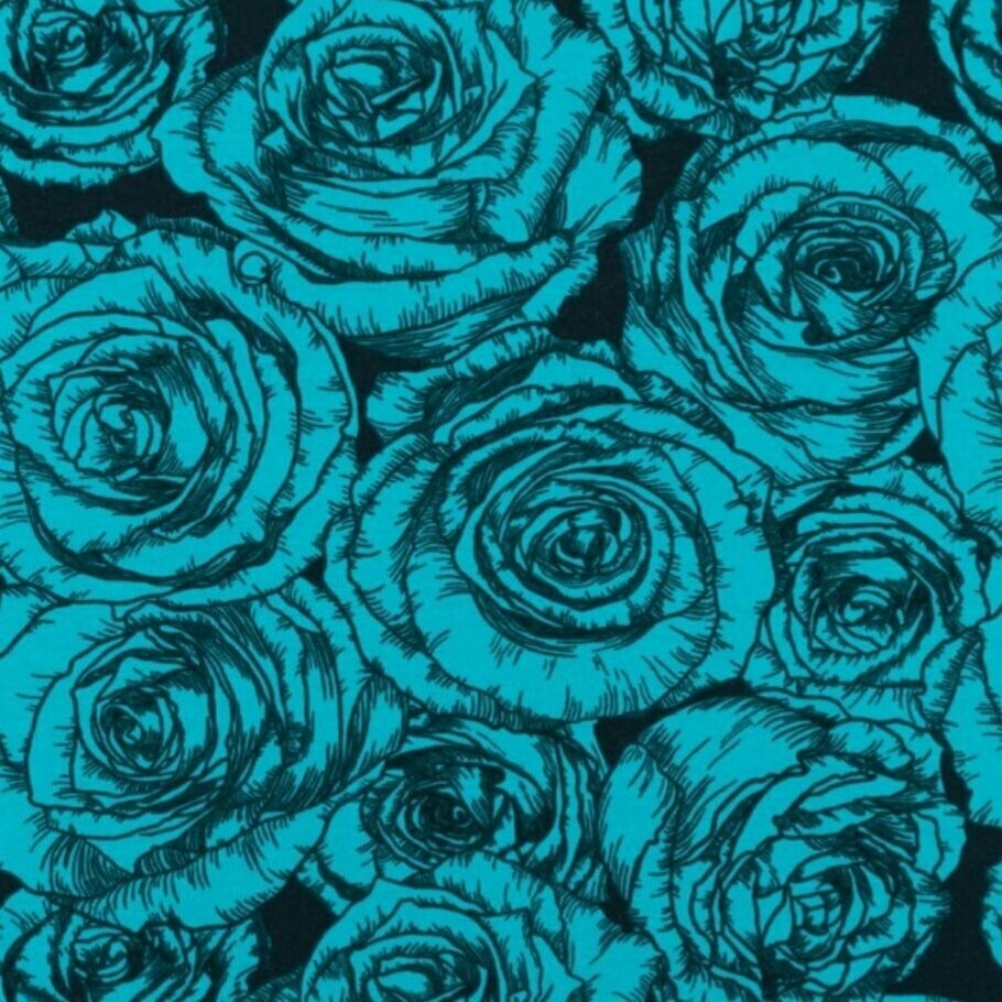 Jersey - Rosen schwarz Petrol