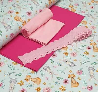 Stoffpaket - Wiebke Fuchsia Spitze