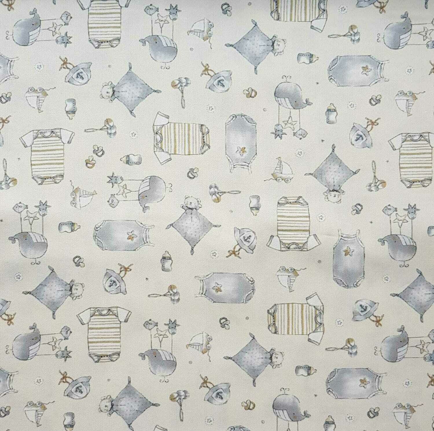 Baumwolle - Baby Body Rassel beige