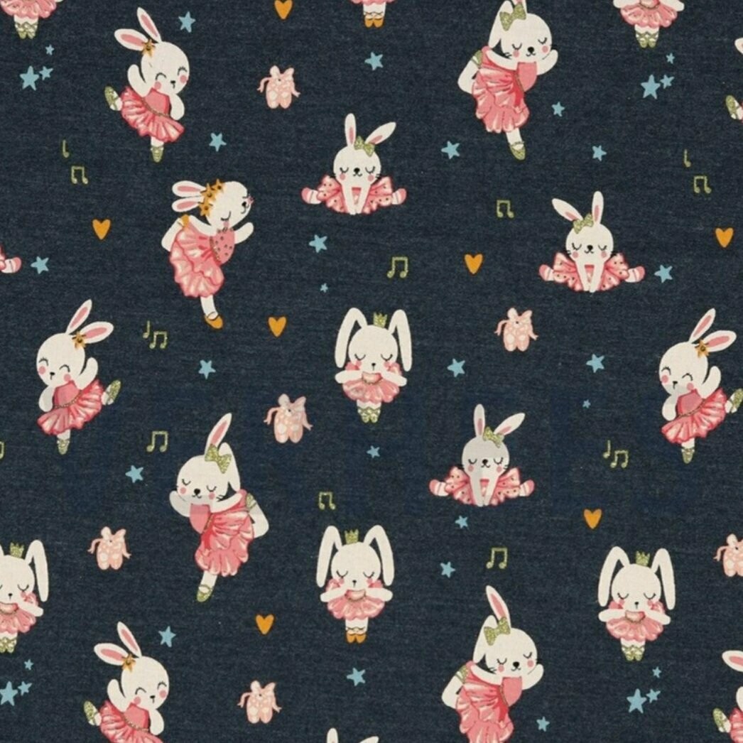 Jersey - Hase Sterne Ballerina Tanzen Grau Melange