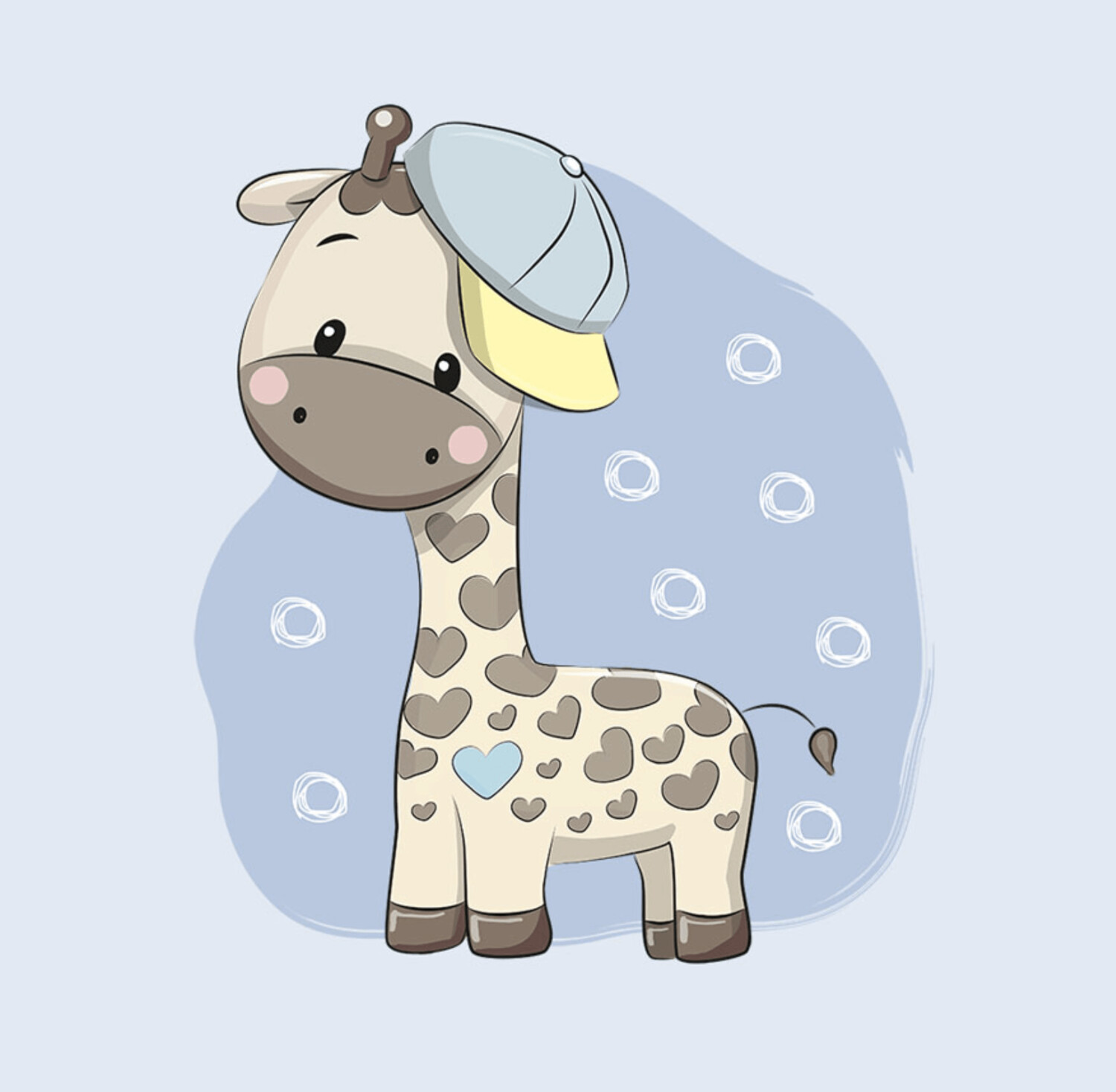 French Terry Panel - Giraffe Basecap Blau