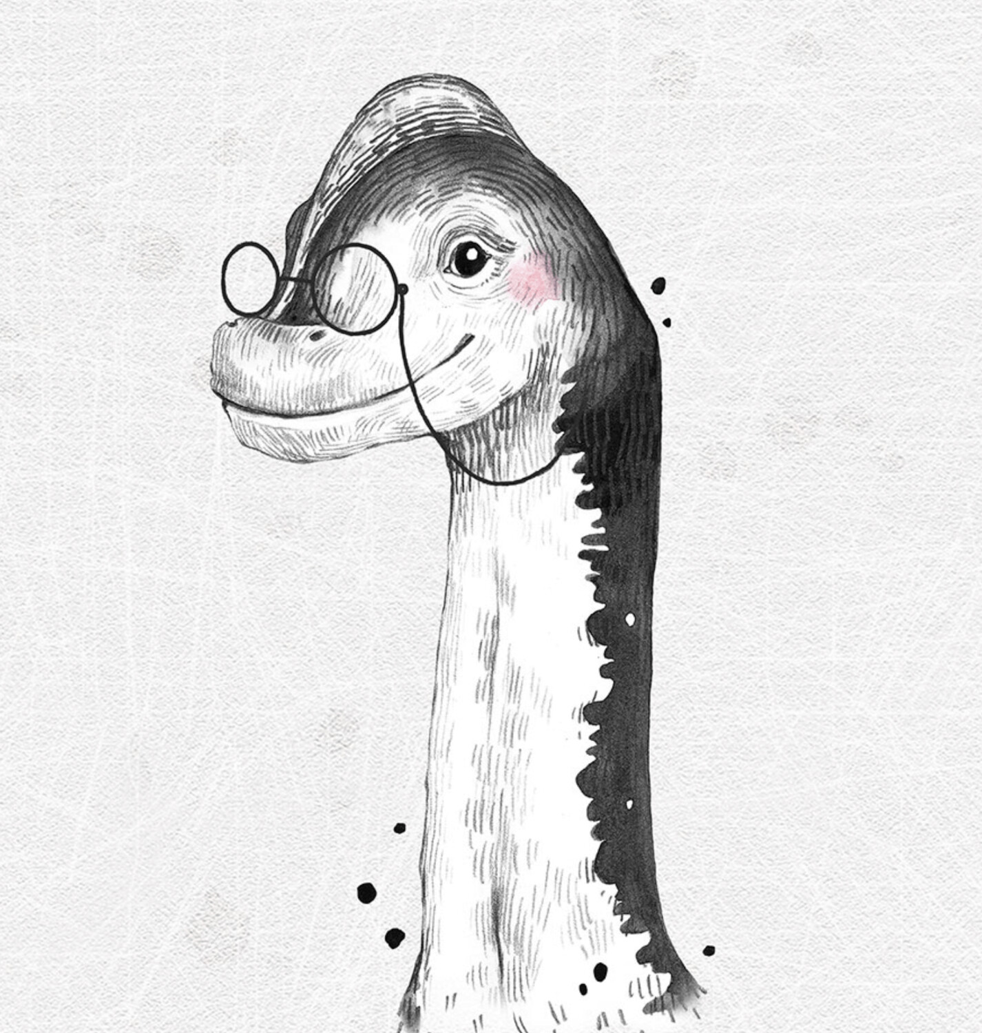 French Terry Panel - Dinosaurier mit Brille