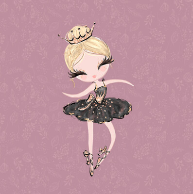 French Terry Panel - Ballerina altrosa schwarz