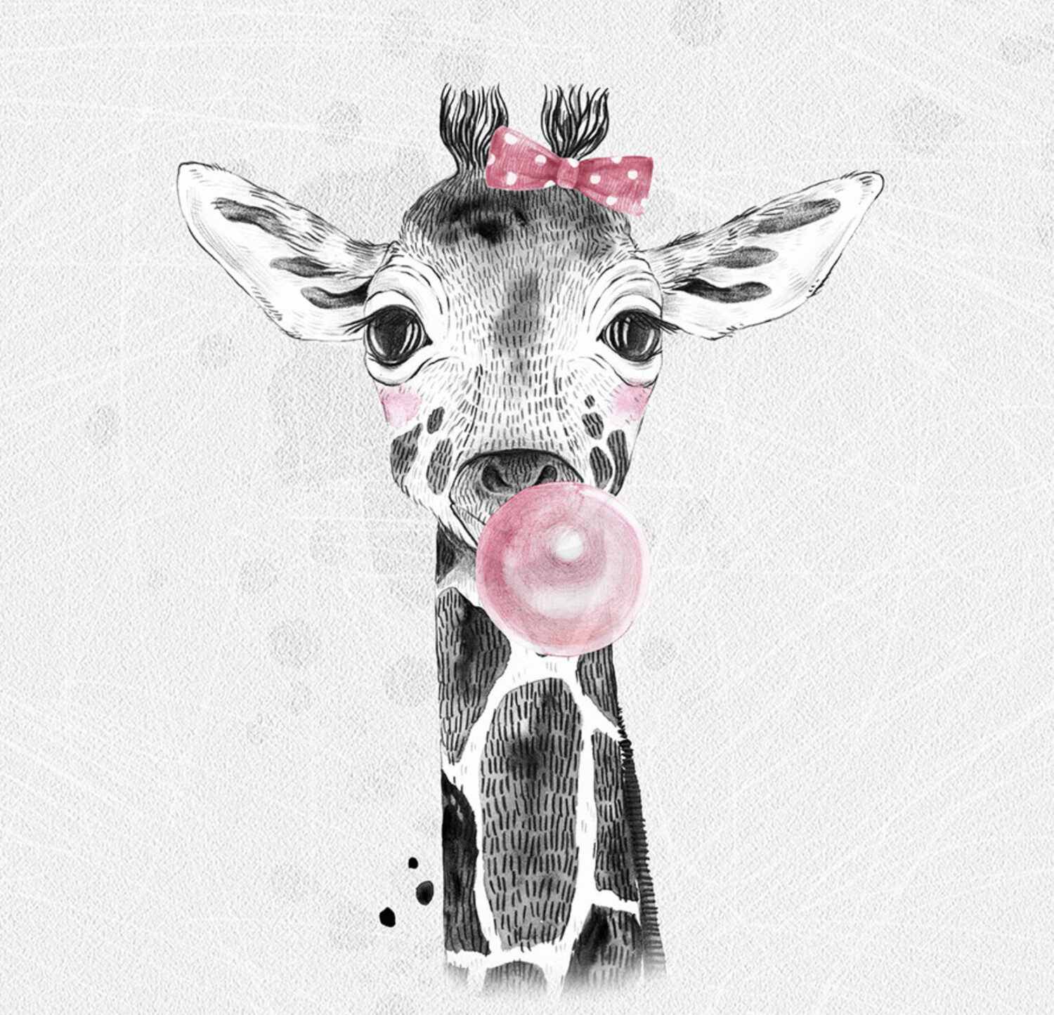 French Terry Panel - Giraffe Kaugummi