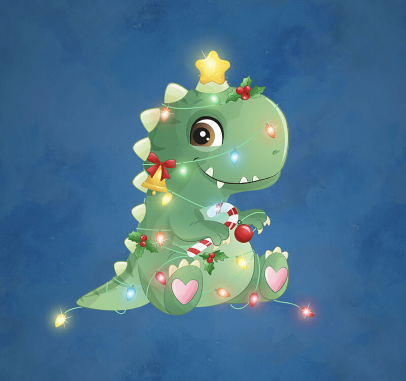 French Terry Panel -Dino Weihnachten French Terry Panel -Dino Weihnachten