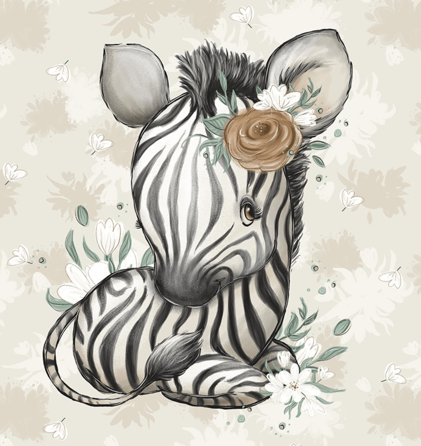 French Terry Panel - Zebrababy Blume Braun