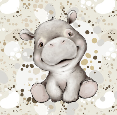 French Terry Panel - Nilpferdbaby Blume Braun