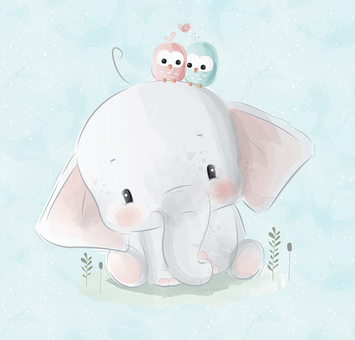 French Terry Panel - Elefant Vogel