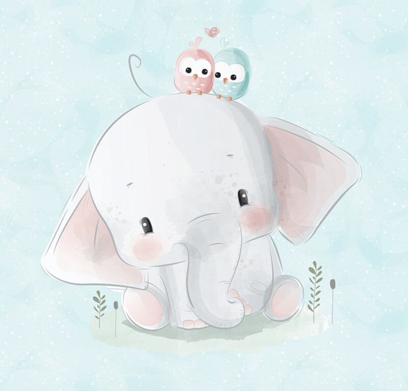 French Terry Panel - Elefant Vogel