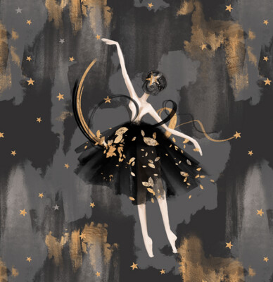 French Terry Panel - Ballerina Schwarz Gold