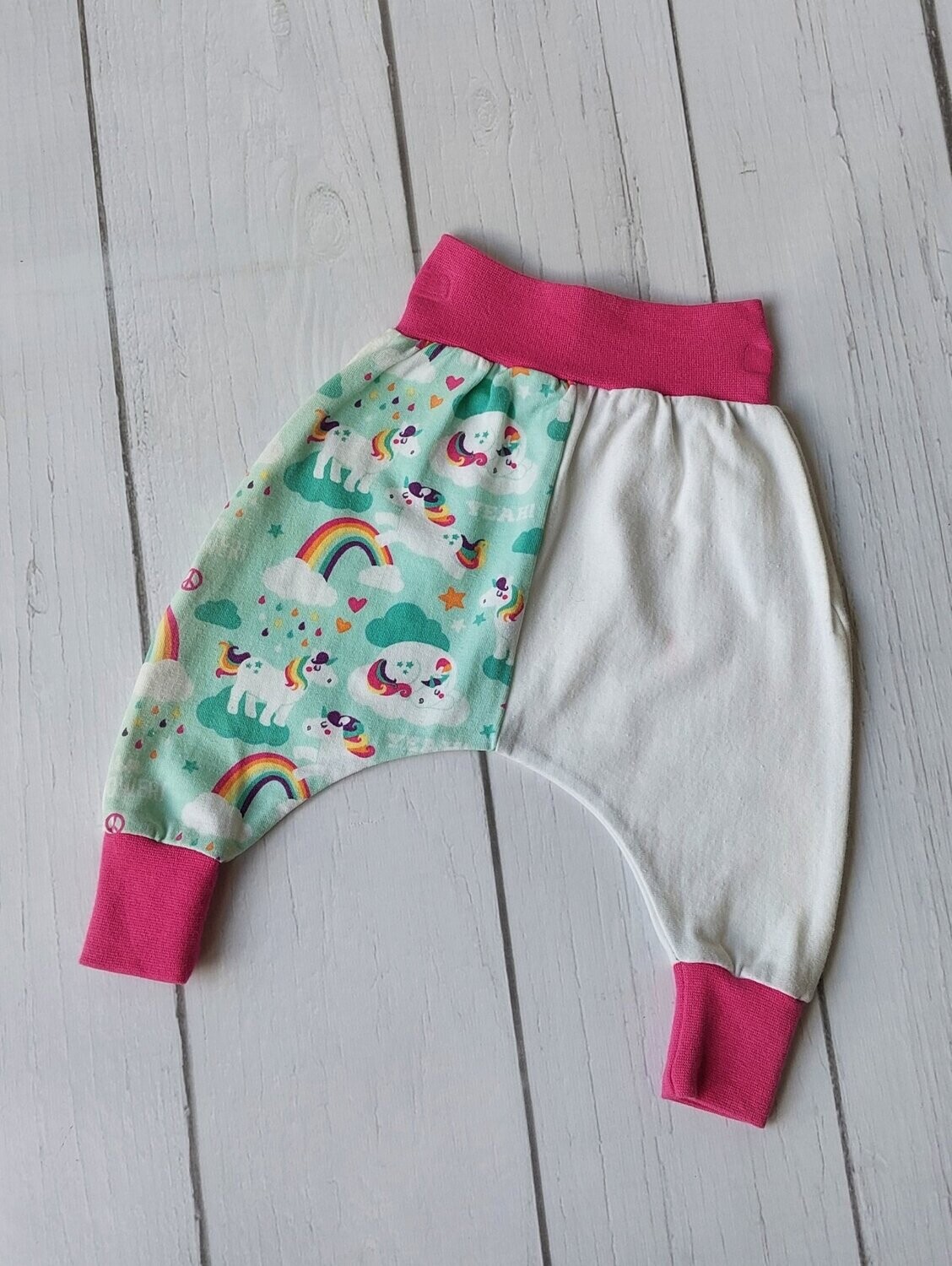 Pumphose 50/56 - Einhorn Regenbogen Pferd Türkis weiß rosa pink Herz