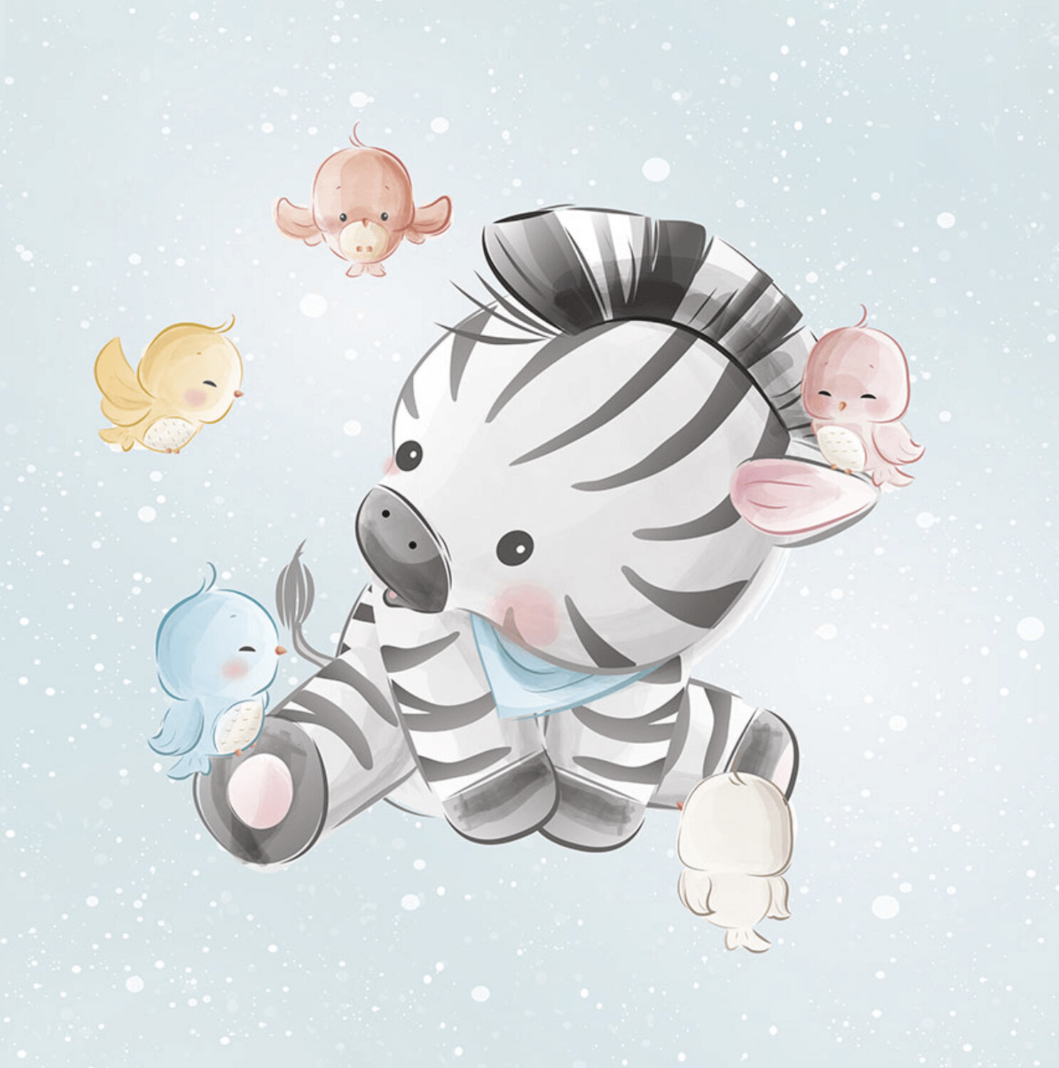 French Terry Panel - Zebra mit Vogel