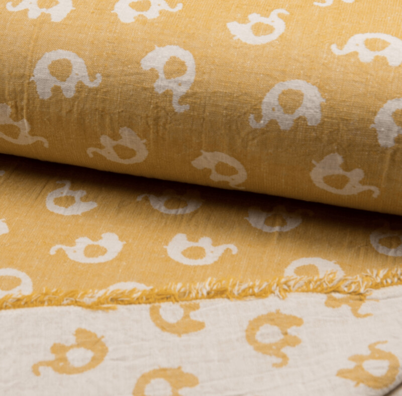 Jacquard - Doubleface Elefant gelb Jacquard - Doubleface Elefant gelb