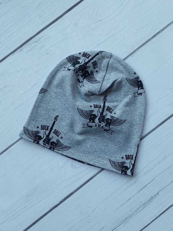 Leichte Beanie KU 40/44 - Rock´n´Roll Gitarre Grau