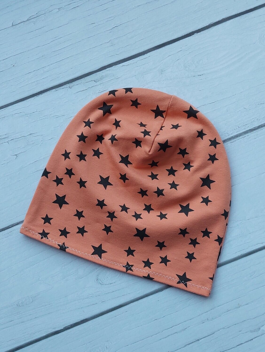 Leichte Beanie KU 46/48 - Sterne Orange