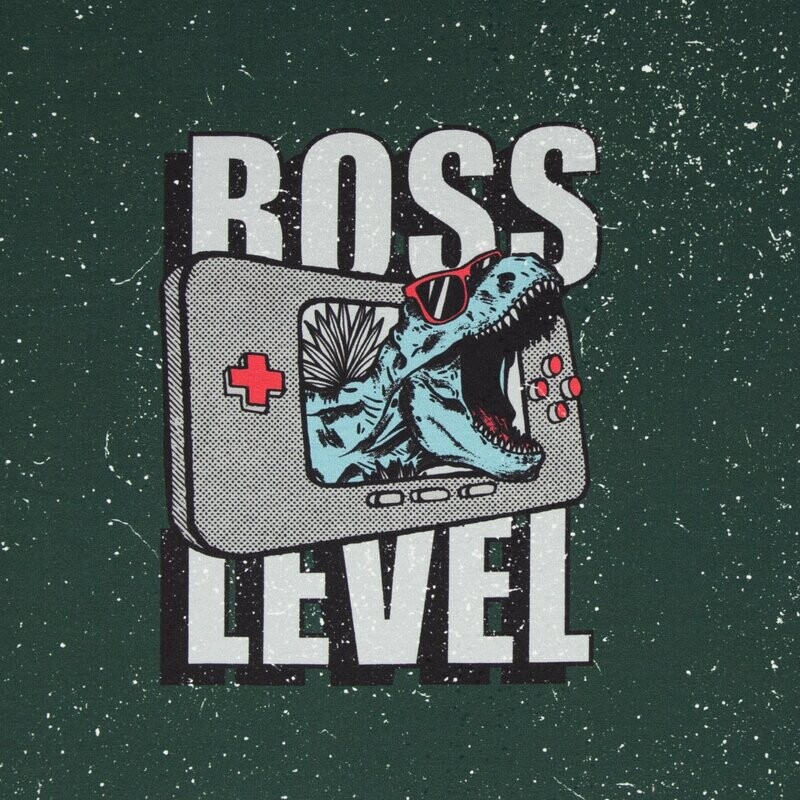 French Terry Panel Swafing - Boss Level T-Rex Dino