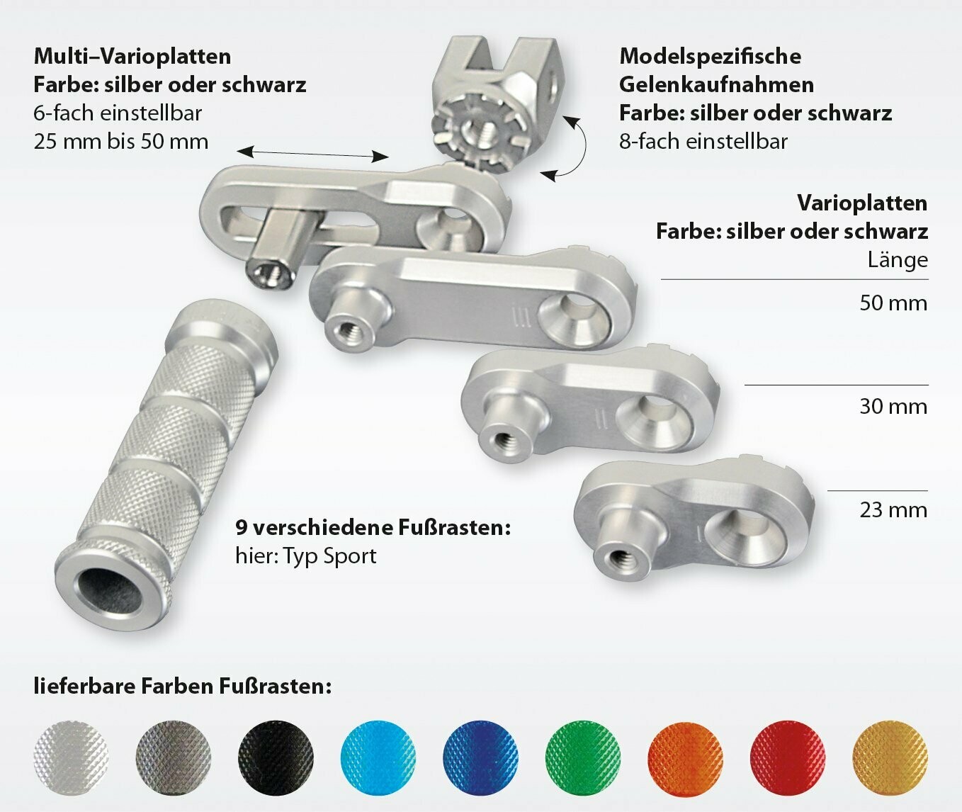 verstellbare, einstellbare Vario Fußrasten Cagiva