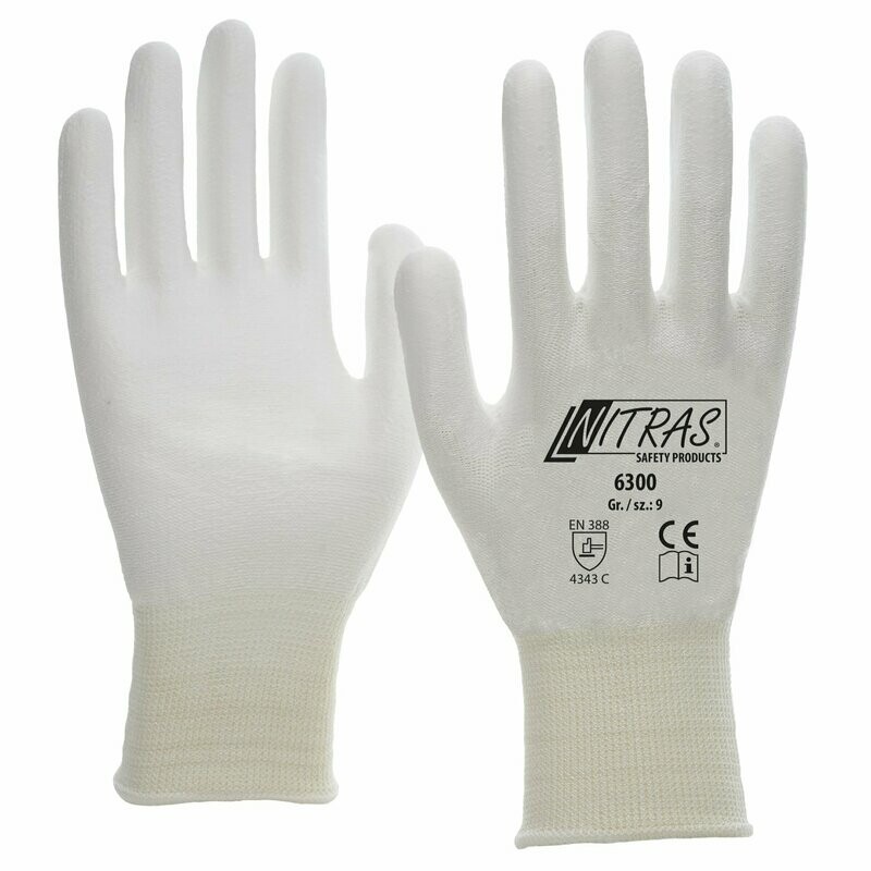 NITRAS D.-Handschuhe, PU, weiß-weiß, VE = 10 Stück NITRAS D.-Handschuhe, PU, weiß-weiß, VE = 10 Stück