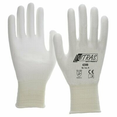 NITRAS D.-Handschuhe, PU, weiß-weiß, VE = 10 Stück