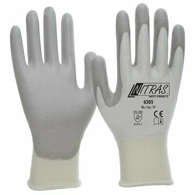 NITRAS D.-Handschuhe, PU, weiß-grau, VE = 10 Stück