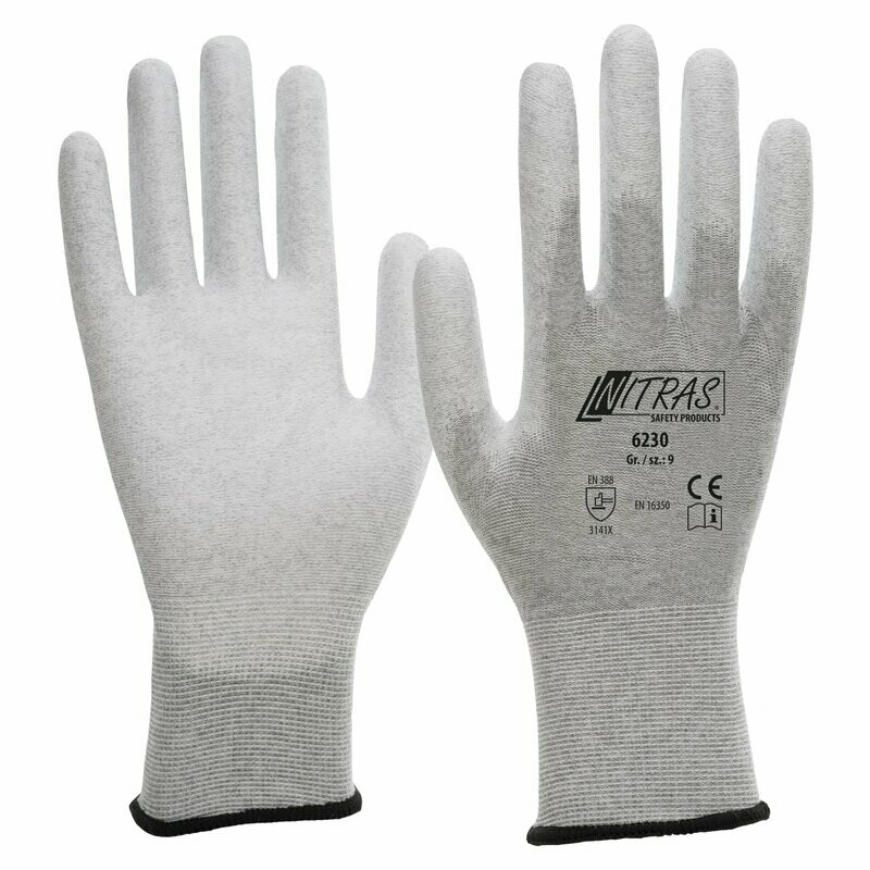 NITRAS ESD Handschuhe, PU, grau-grau, VE = 12 Stück NITRAS ESD Handschuhe, PU, grau-grau, VE = 12 Stück