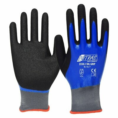 NITRAS OIL GRIP Nylon-Handschuhe, doppelt Nitrilbeschichtung - 12 Stück