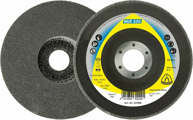 Klingspor NUD 500 Hochleistungs-Vliesscheiben für Legierte Stähle, Hochlegierte Stähle, NE-Metalle, Leichtmetalle, Chrom- und Nickelstähle, Stahl, Titan | jeweils 5 Stück Klingspor NUD 500 Hochleistungs-Vliesscheiben für Legierte Stähle, Hochlegierte Stähle, NE-Metalle, Leichtmetalle, Chrom- und Nickelstähle, Stahl, Titan | jeweils 5 Stück