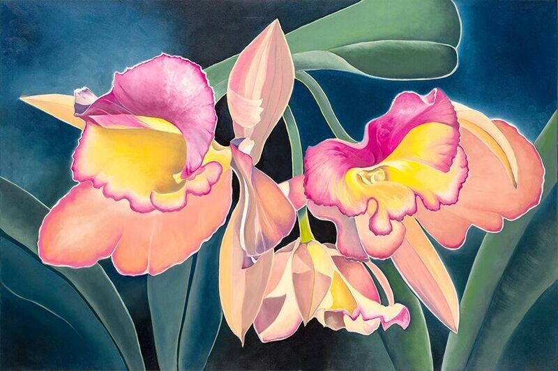 Orchids in the Forest Oil Painting