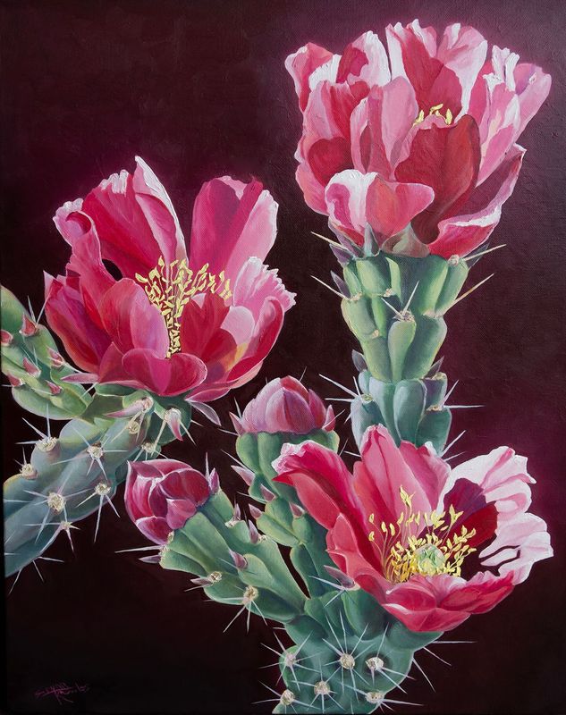 "Red Cholla Romance" Oil Painting