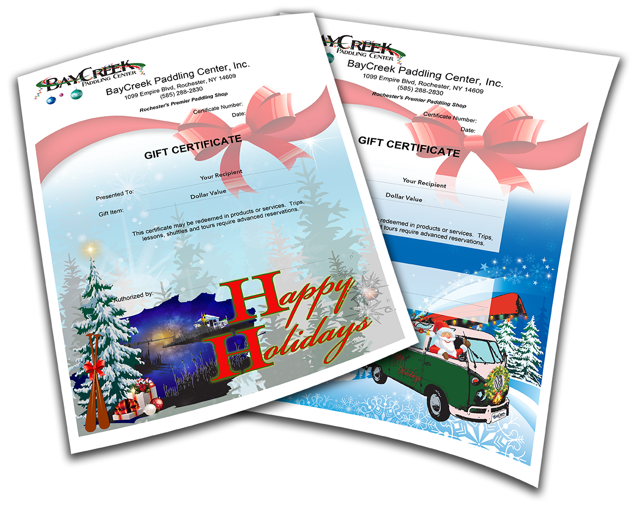 Holiday Gift Certificates $25 - $100