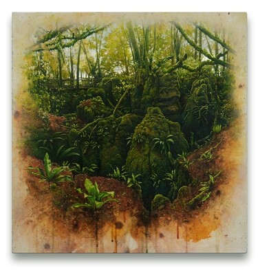 ORIGINAL - Forest Labyrinth, Puzzlewood. 52x52cm (framed 80x80cm)
Acrylic gouache and earth samples